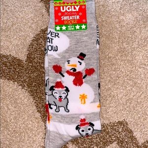 Ugly sweater men’s crew socks SNOWMAN